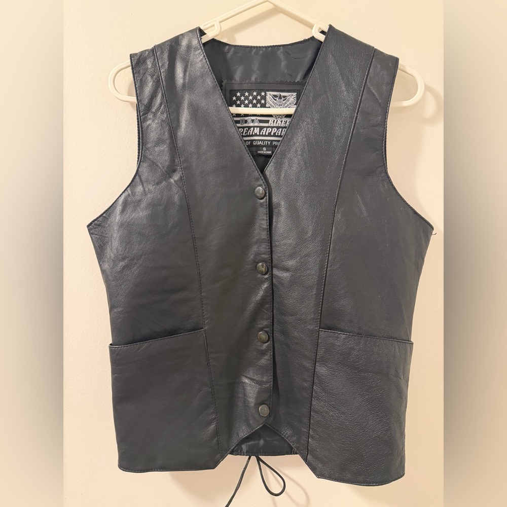 Vintage Dream Apparel Biker 100% Leather Vest Women’s Small